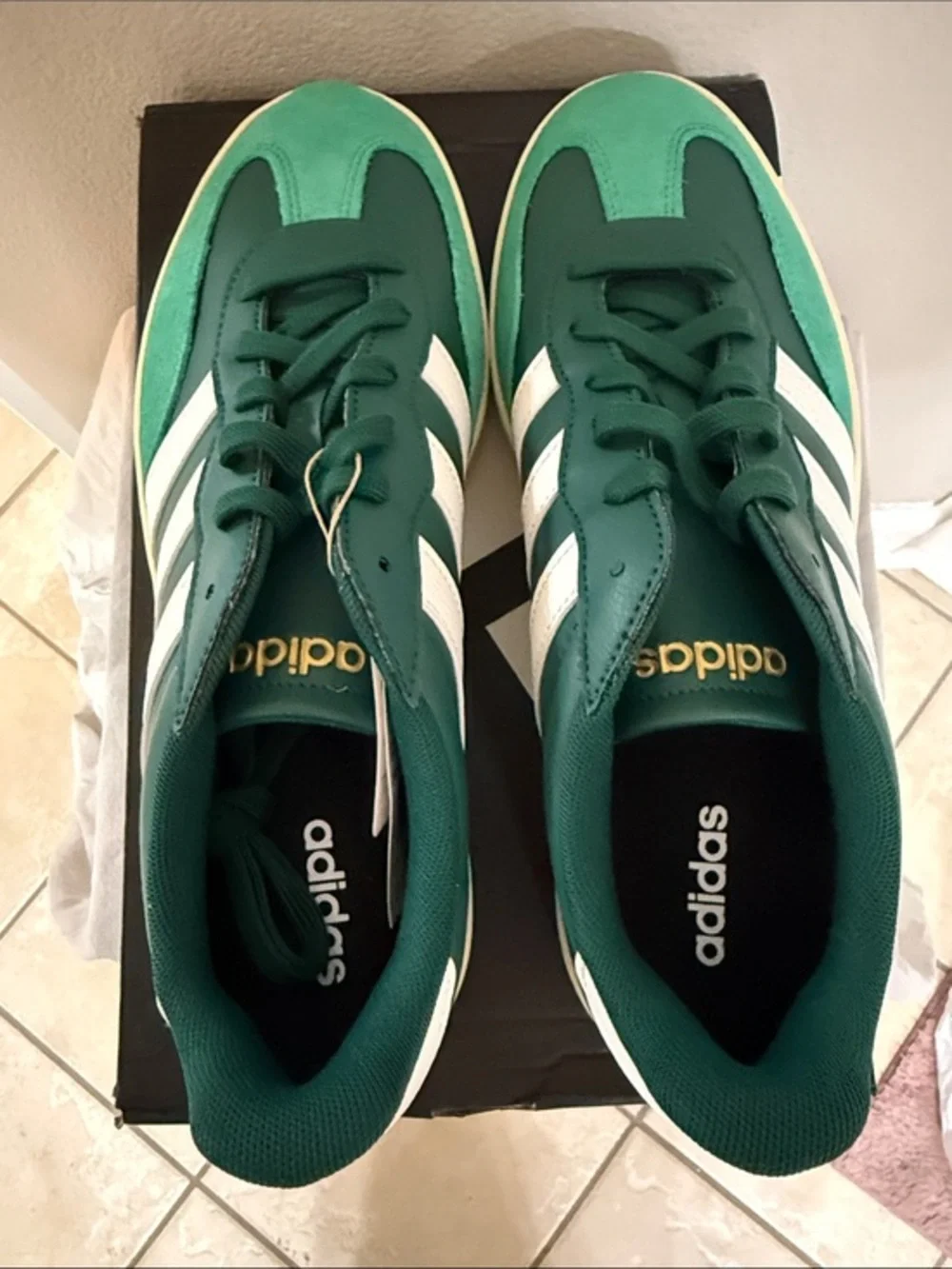 adidas Green and White Barreda Low-Top Sneaker